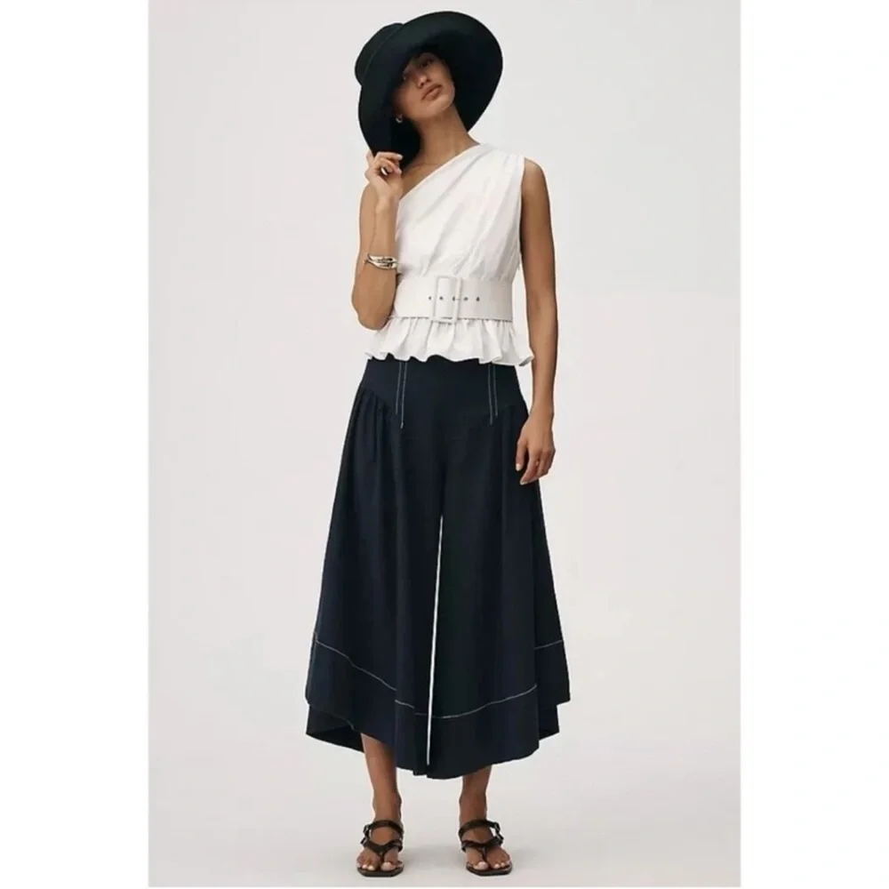 *By Anthropologie Linen Extended Waist Pants - Picture 2 of 5